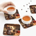 thumbnail image 7 of Pofeuu Cartoon Cooking Cat Print Leather Coasters Set of 6, Round Cups Mugs Mat Pad for Home Kitchen Heat Resistant Drink Coasters,Square, 7 of 7