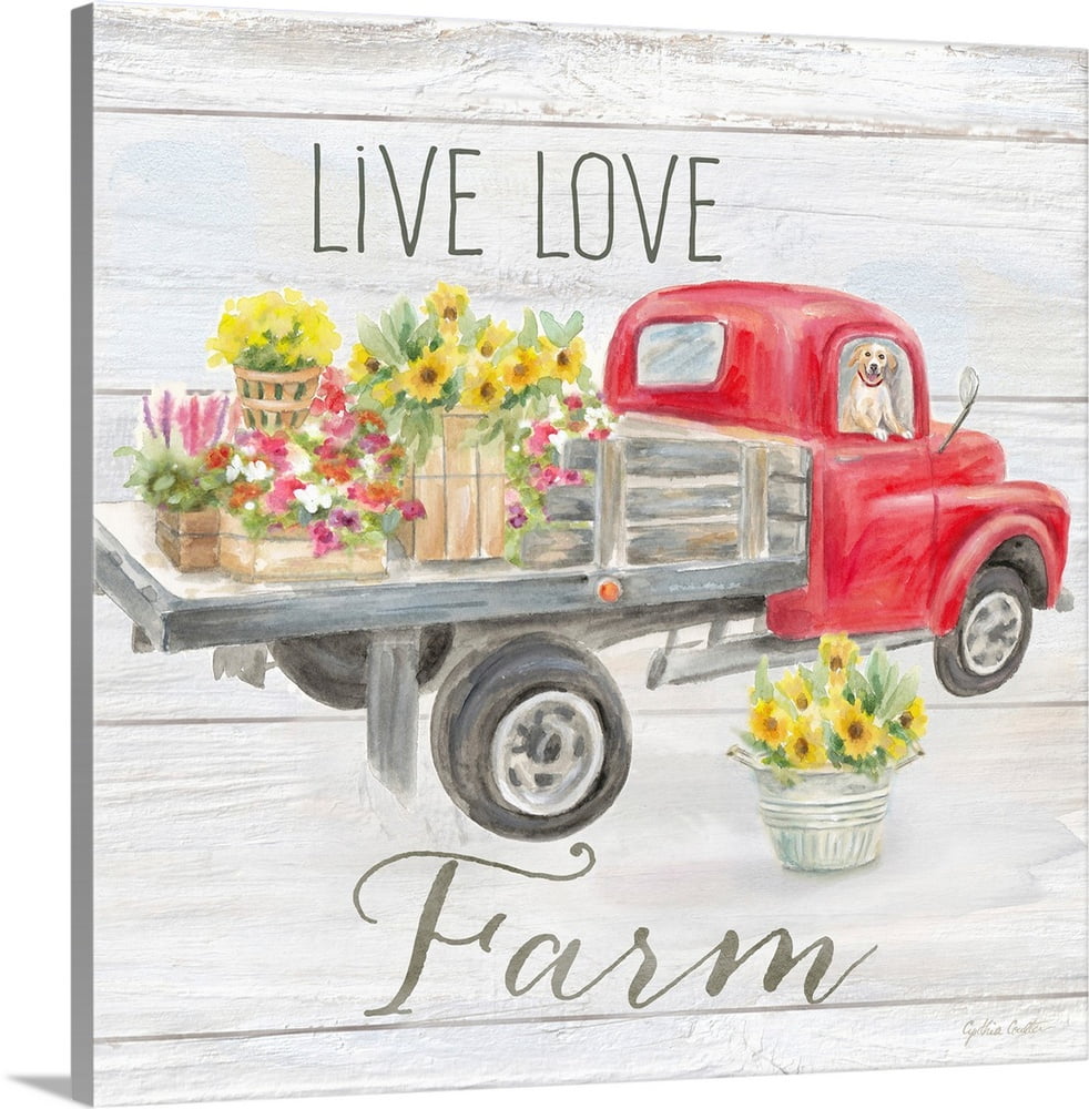 Vintage Truck Sentiment I Canvas Wall Art, Home Decor 16x16