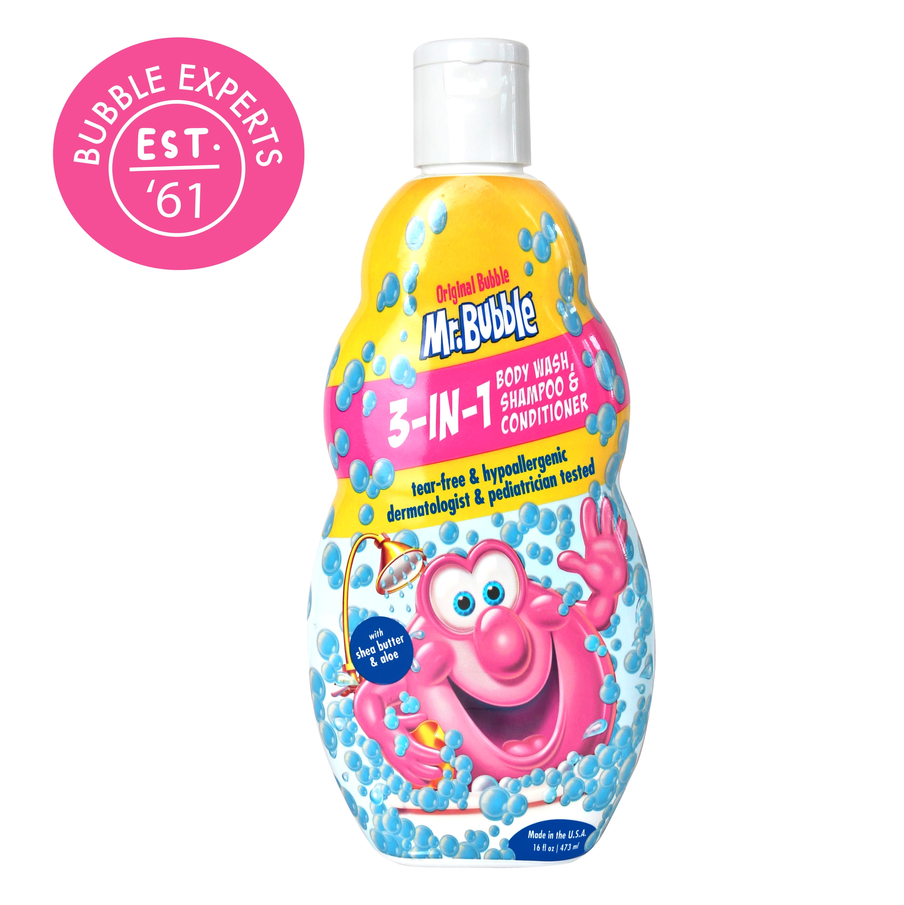 Mr. Bubble Original 3-in-1 Shampoo, Conditioner & Body Wash with Aloe, Scented, 16 fl oz