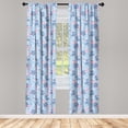 thumbnail image 4 of Ambesonne Floral Window Curtains, Colorful Flowers Exotic Leaf, Each 28" W x 84" L, Soft Pink Dark Ceil Blue, 4 of 4