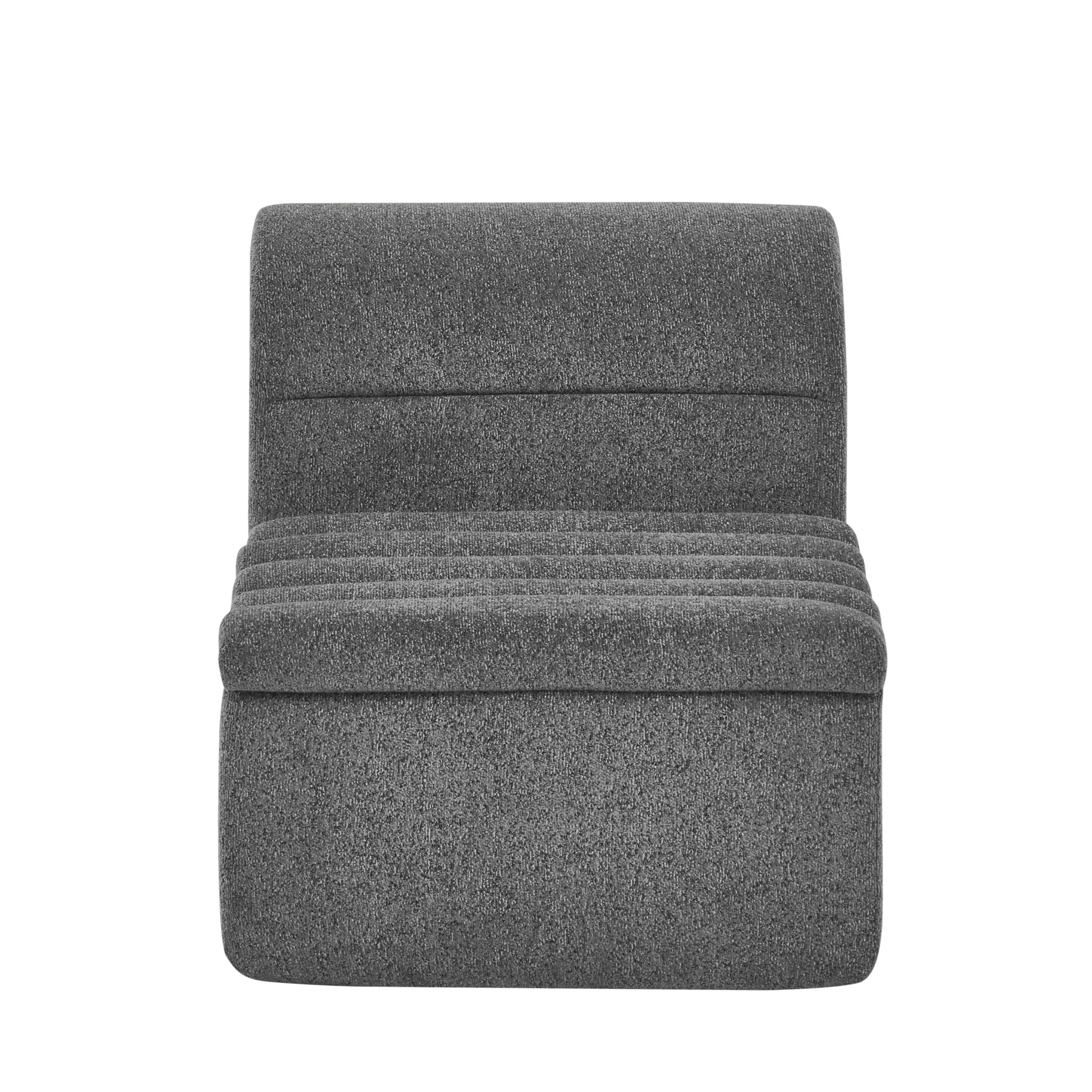 Noble House Modular Sofa Single Chair, Compact Chenille Accent Armless Sectional Component, Boneless Couch, Dark Grey