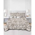 thumbnail image 3 of Farmhouse Brown Summer Quilt Set Twin XL Size,Soft Microfiber Quilted Bedding Set with 2 Pillow Shams,Vintage Flower Leaf Botanical Plant Lightweight All Season Bedspread Coverlet for Bedroom 68"x98", 3 of 6