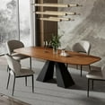 thumbnail image 4 of FHKJ HOME 86" Modern Rectangle Dining Table for 8-10, Brown Wood Top & Black Metal Base, 4 of 6