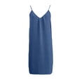thumbnail image 4 of ZHOGXU Dresses For Women Spaghetti Strap Sleeveless V Neck Solid Color Backless Loose Fit Comfortable Summer Maxi Dress For Casual Daily Wear,Blue,L, 4 of 8