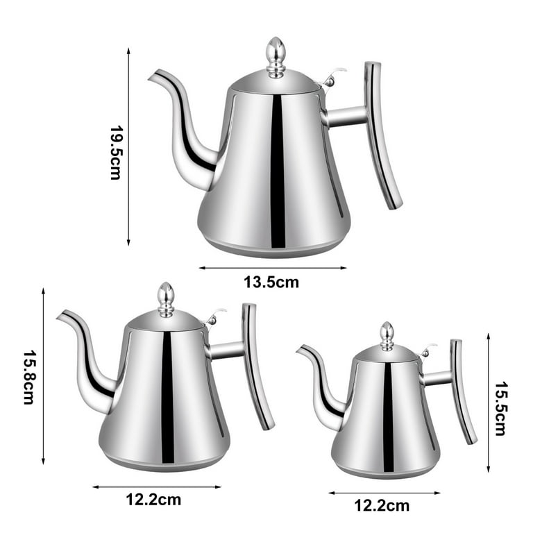 Coffee Pot Teapot Stainless Steel Tea Kettle Cold Short Spout  Pour Over for Home Kitchen Hotel Restaurant(20oz): Teapots