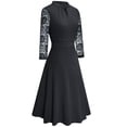 thumbnail image 3 of Vestido de cóctel de fiesta retro elegante con encaje calado y vuelo para mujer, 3 of 7