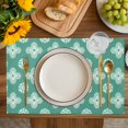thumbnail image 4 of Teal Green Floral Placemats Set of 12, Spring Flowers Modern Abstract Art Farmhouse Placemats for Dining Table, Place Mats for Kitchen Tabletop, Waterproof Wipeable Dining Table Mats Set, 4 of 9