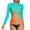 Green-Orange, variant on Charmo Womens UPF 50+ Full Zip Front Swimsuit Tops Long Sleeve Rash Guard