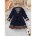thumbnail image 2 of PureChapter Kids 4-7Y Bohemian Tribal Dress, Navy Blue Long Sleeve V-Neck Dress with Tassel Trim, 2 of 6
