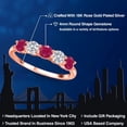 thumbnail image 2 of Gem Stone King 18K Rose Gold Plated Silver Red Ruby and E - F Lab Grown Diamond Wedding-Bands Ring for Women | 1.59 Cttw | Round 4MM | Gemstone July Birthstone | Size 8, 2 of 6