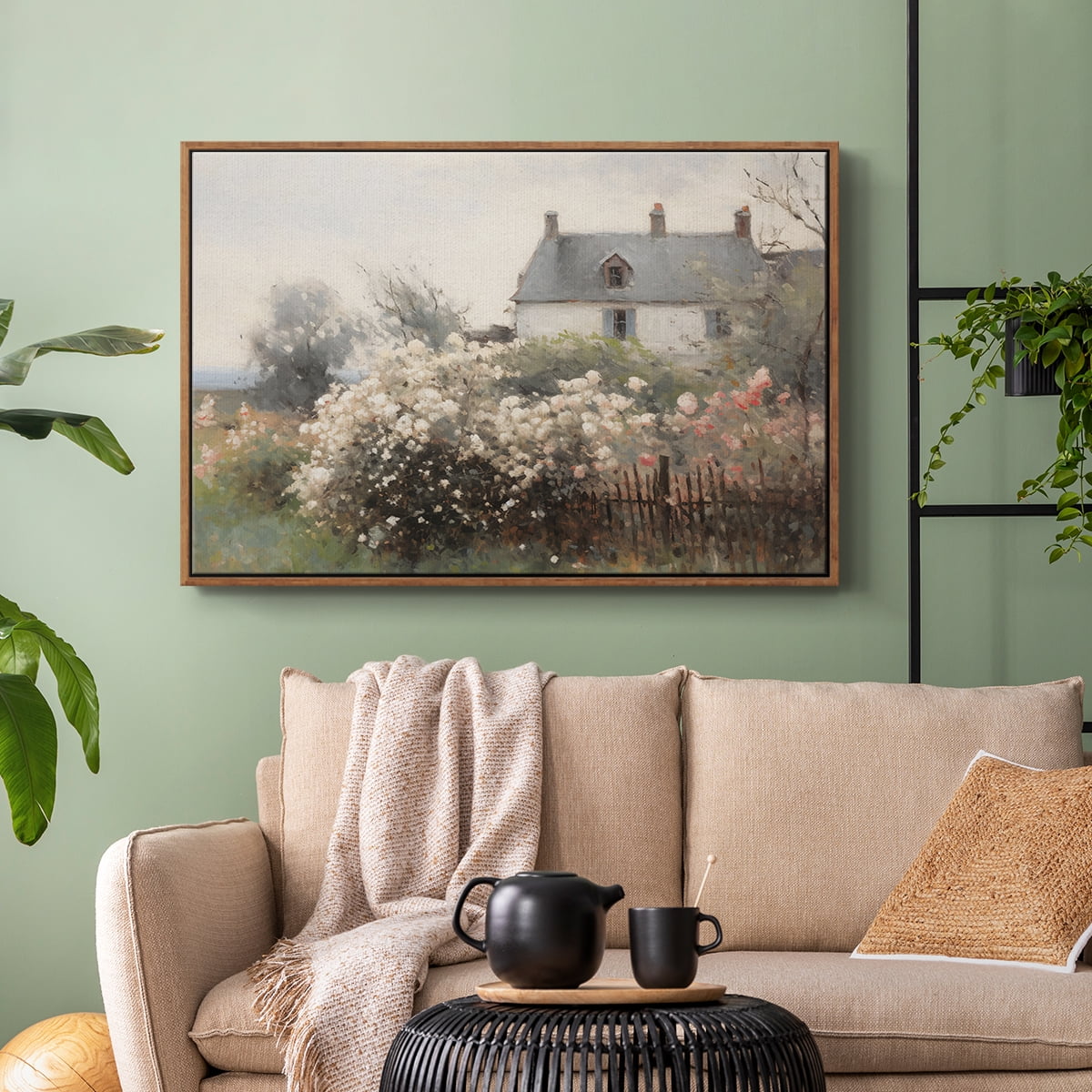Vintage Landscape-XIV By Wexford Home Framed in Walnut Wood Gallery Wrapped Canvas 27 in. x 41 in.