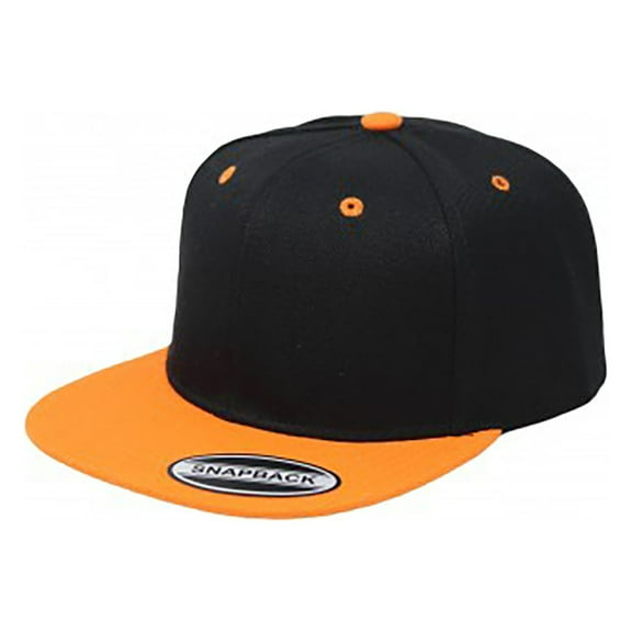 Mechaly Snapback Cap Hat Flatbrim Adjustable (Black & Orange)