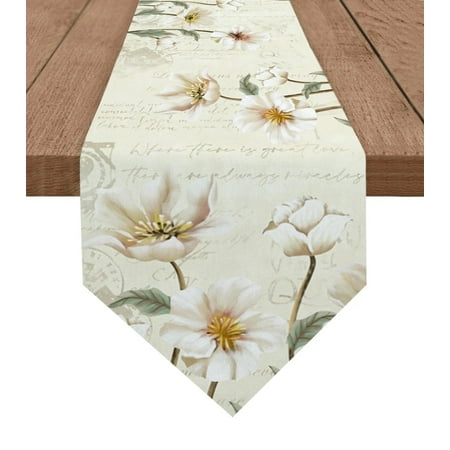 

Rustic Vintage Tulips Flowers Table Runners Printed Coffee Tablecloth Wedding Decoration Modern Home Party Table Runners