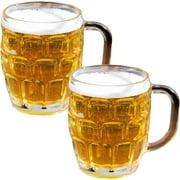Dimple Stein Traditional Euro Style Beer Stout Ale Glass Mug With Large Handle - 16 oz - 2 Pack