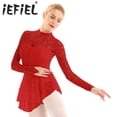 thumbnail image 2 of Vestido de leotardo de Ballet para mujer y adulto, patinaje sobre hielo, patinaje sobre ruedas, cuello simulado, manga larga, mono ajustado de encaje para gimnasia, 2 of 5