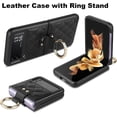 thumbnail image 4 of Case for Samsung Galaxy Z Flip 3 with Ring, Luxury Soft Rhomboid for Women Men PU Leather + Hard PC Shell Ultra Thin Slim Durable Shockproof Protective Cover for Galaxy Z Flip 3 5G Black, 4 of 7