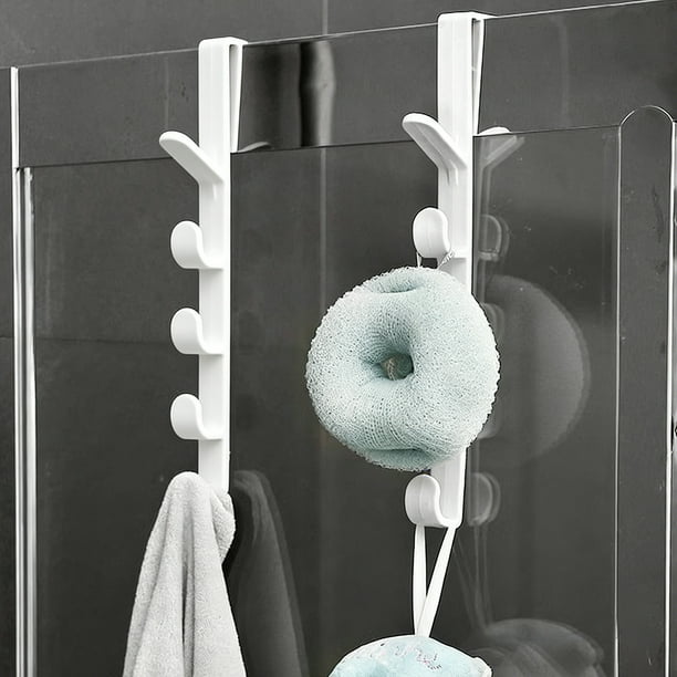 Ganchos De Plástico Perchero de pared blanco con gancho para puerta, sin taladros, con adhesivo fuerte, para ropa y sombreros, sin dejar rastro, para puertas y paredes (1 unidad) JASKFLY