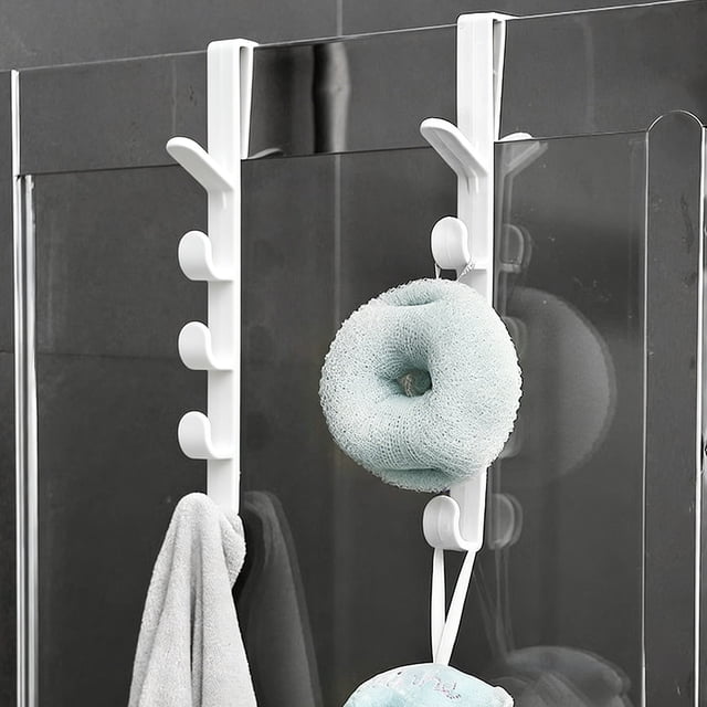 Ganchos De Plástico Perchero de pared blanco con gancho para puerta, sin taladros, con adhesivo fuerte, para ropa y sombreros, sin dejar rastro, para puertas y paredes (1 unidad) JASKFLY