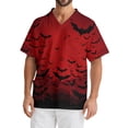 thumbnail image 5 of Domuza Scrub Top Men Plus Size V Neck Short Sleeve Spooky Horror Print Carer Top Comfort Soft Elastic Working Blouse with Chest Pockets Red XXL, 5 of 5