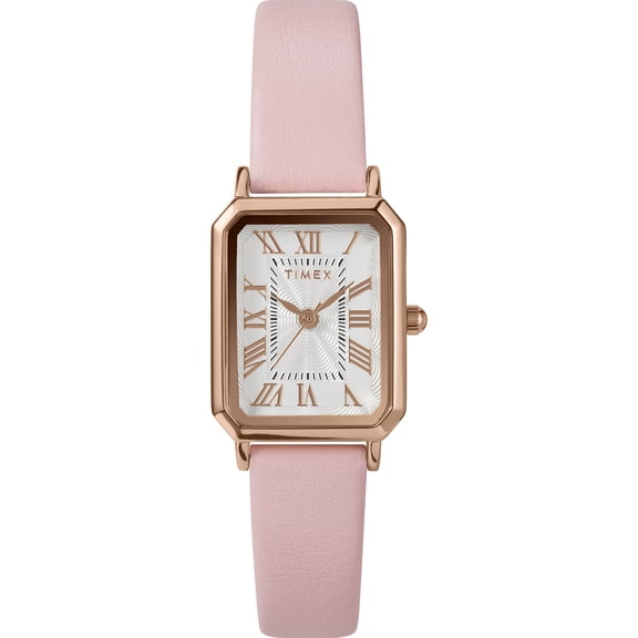 Timex Women's Dress 21mm Watch - Pink Strap White Dial Rose Gold-Tone Case