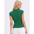 thumbnail image 3 of DARING DIVA Women's Peplum Cap Sleeve Crew Neck Business Work Blouse Tops XL Deep Green, 3 of 6
