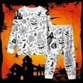 thumbnail image 2 of Gunia Halloween Baby Boy Pajamas Set Long Sleeve Round Neck Sleepwear Comfortable Girls Diy Print Black White Stripe Boys Pyjamas,White 2-3 Years, 2 of 4