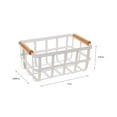 thumbnail image 5 of Simplify 4 Pack Rectangular Metal Storage Basket With Bamboo Handles | Large | Farmhouse Style Wire Basket | Home Organizer | Decorative | Rustic | White (Kit-10038-White-4Pk), 5 of 5