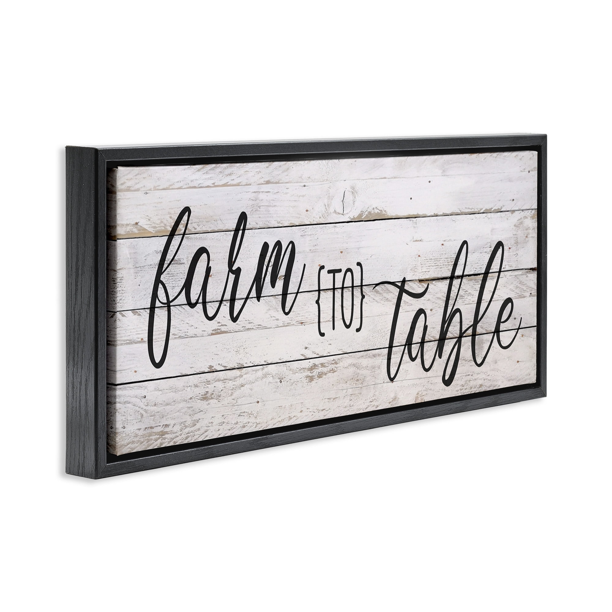Stupell Industries Planked Style Farm to Table Food & Beverage Painting Black Floater Framed Canvas Art Print Wall Art, 31 x 14