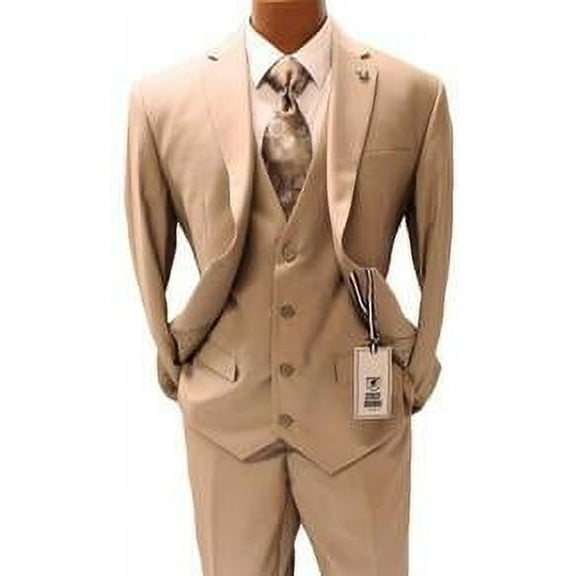 Stacy Adams Tan Suit Men's Fashionable 3 Piece Suits Vest SM282-07