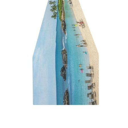 

MYPOP Hawaii Beach Cotton Linen Table Runner 16x72 Inches