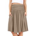 thumbnail image 1 of Fashnice Jupe Longueur Genou Femme Taille Haute Midi Froncée Décontractée Été Camel TP, 1 of 5