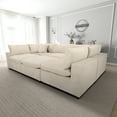 thumbnail image 3 of Fremont Mid Century Modern Modular Ivory Velvet Comfy Sectional Couch, 3 of 7