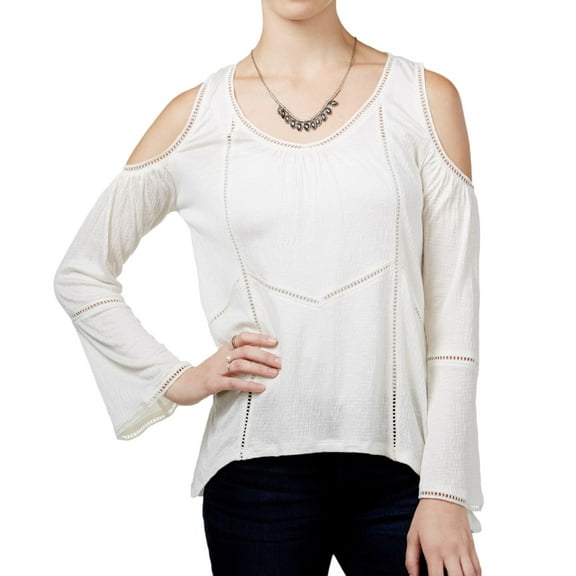 Womens Peasant Knit Blouse egret L