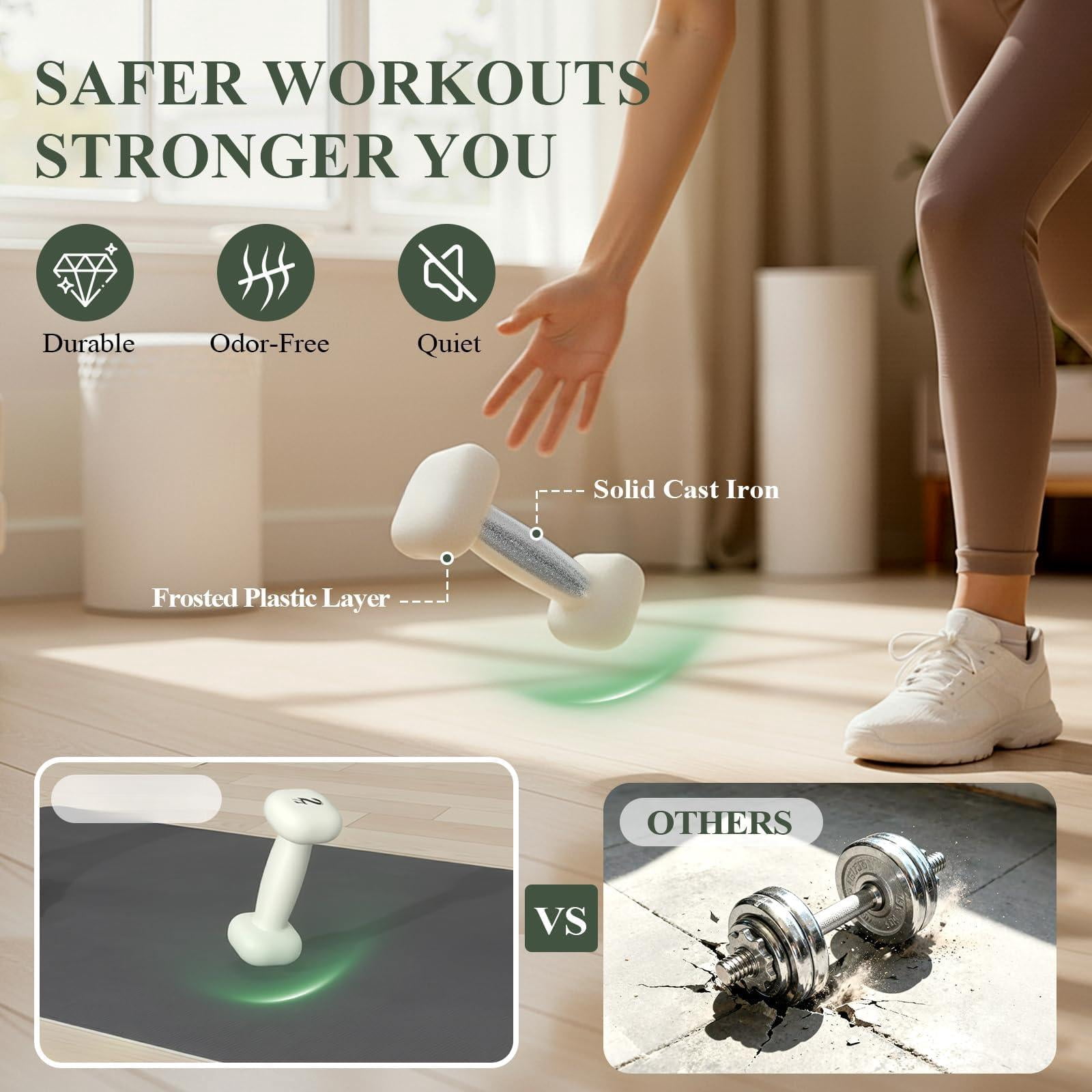 Neoprene Dumbbell  Hand Weights With Curved Grip For Women Anti-slip Anti-roll Square Dumbbells Full-body Workout Strength