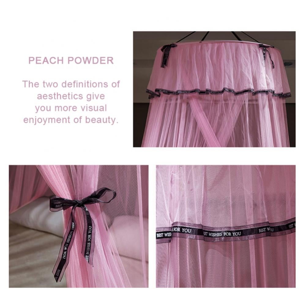 Canopy Bed Curtains, Canopy Netting for Bed, Mesh Sheer Bed Canopy for Girls and Women, Hook Up Curtains for Crib Twin Full Queen King Size Bed, Pink