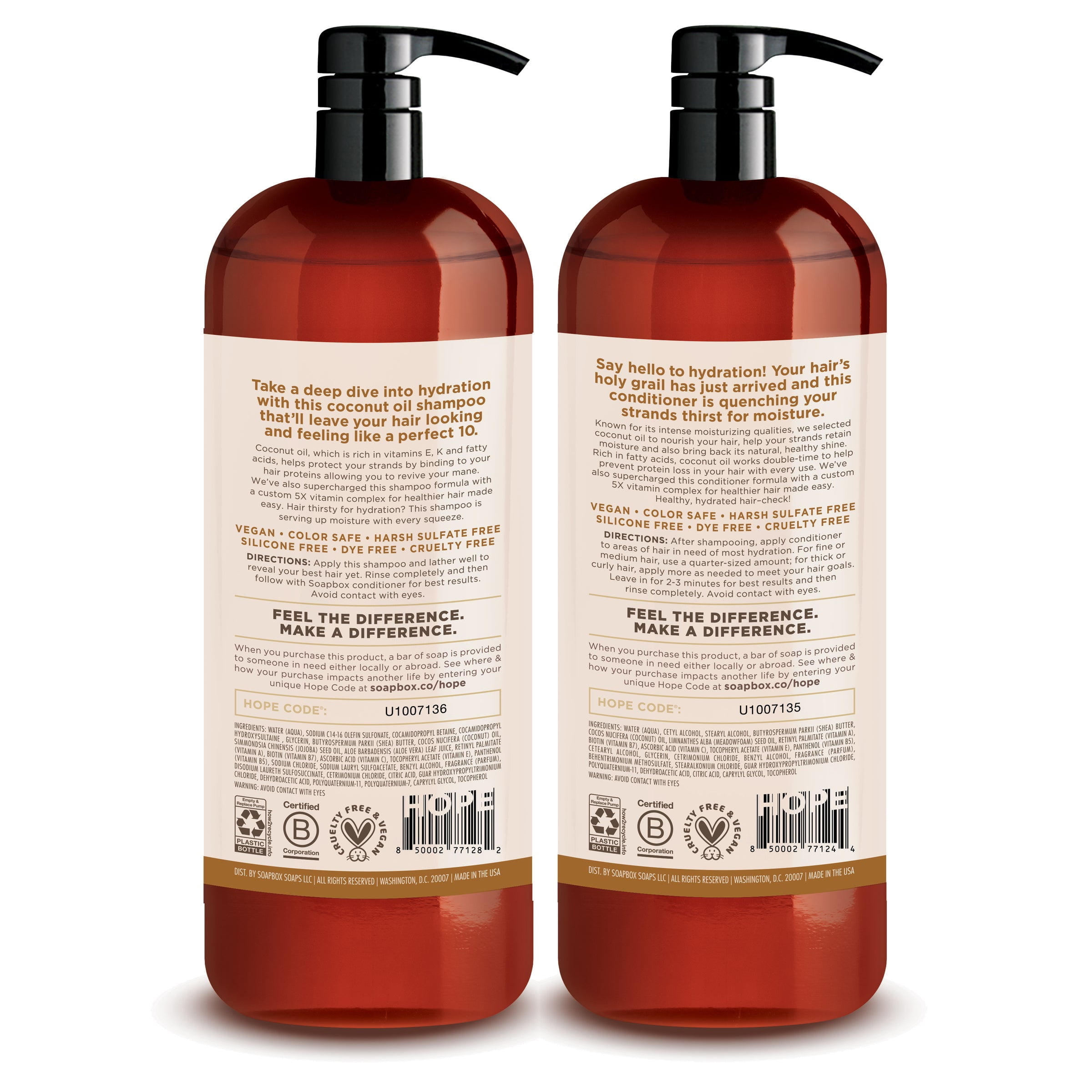 Soapbox Coconut Oil Cleansing Shampoo & Conditioner Set, 2 Piece