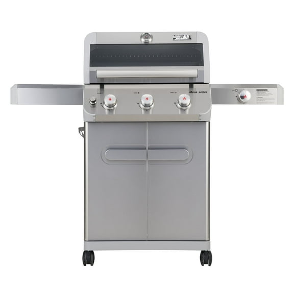 Monument Grills Mesa 3-Burner Propane Gas Grill, Stainless Steel, Clear View Lid, LED Controls