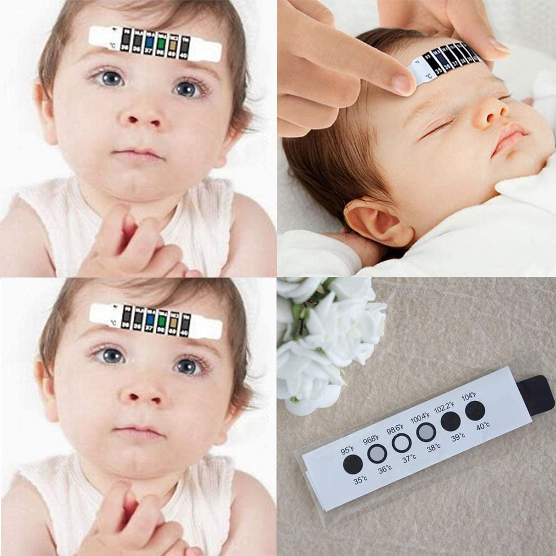 10 Pcs Forehead Thermometer Strips Great for Checking Fever Temp of Babies  Kids Travel Thermometer Celsius & Fahrenheit 