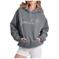 thumbnail image 2 of Tanghaowl Women's Sweatshirt Letter Print Hoodies Long Sleeved Hoodie and Cozy Warm Lining Grey S, 2 of 5