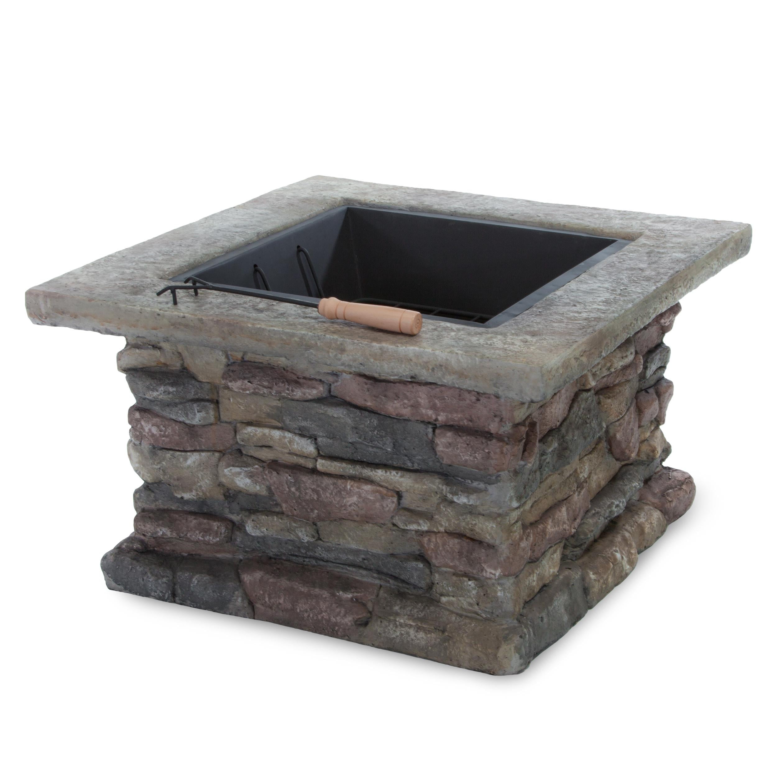 Hayden Natural Stone Square Fire Pit Outdoor Party Fireplace