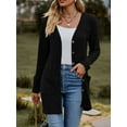 thumbnail image 5 of Liacowi Women Fashion V-Neck Cardigan Solid Color Rib Long Sleeve Sweater Button-Down Fall Casual Soft Knit Coat, 5 of 7