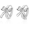 thumbnail image 6 of Sterling Silver Small Bow Hoop Earrings for Women Teens Bow Ribbon Earrings Bowknot Huggie Earrings, 6 of 10