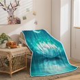 thumbnail image 3 of Galaxy Space Throw Blanket Moon Flower Stars Print Decor Soft Warm Cozy Blanket Plush Teal Throws \u200bBlankets for Women Girls Kids Couch Travel Livingroom Bedroom Decor 60 x 80 Inch, 3 of 5