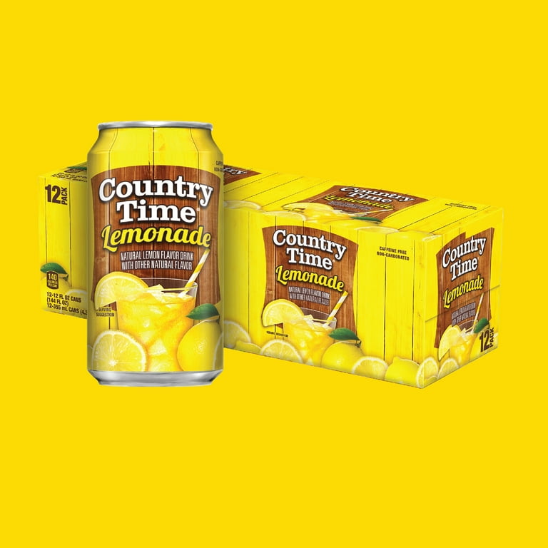 Country Time Lemonade Soda Pop, 12 fl oz, 12 Pack Cans, Gluten