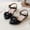 Black, variant on FSYBOA Girls Dress Shoes Size 1(Big Kids), Hook and Loop Strap Closed Toe Low Heel Party Kids Princess Shoes Black