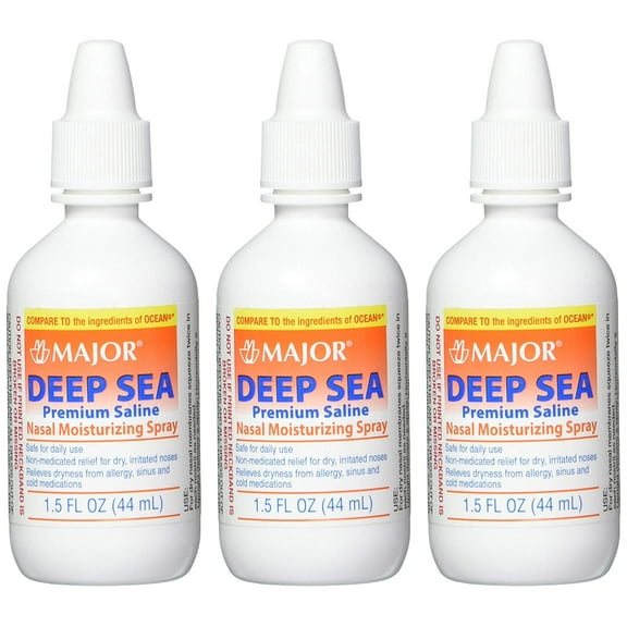 Major Deep Sea Nasal Spray 1.5 Oz Generic 3 Ct | Nasal Spray Decongestants for Adults | Health Care Products | Sinus Relief | Sinus Medicine for Adults | Nasal Spray Allergy Relief
