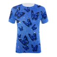 thumbnail image 3 of Gibobby Playera de Manga Corta con Cuello Redondo Camiseta informal holgada manga corta con cuello redondo y estampado informal verano para mujer(Azul,CH), 3 of 4