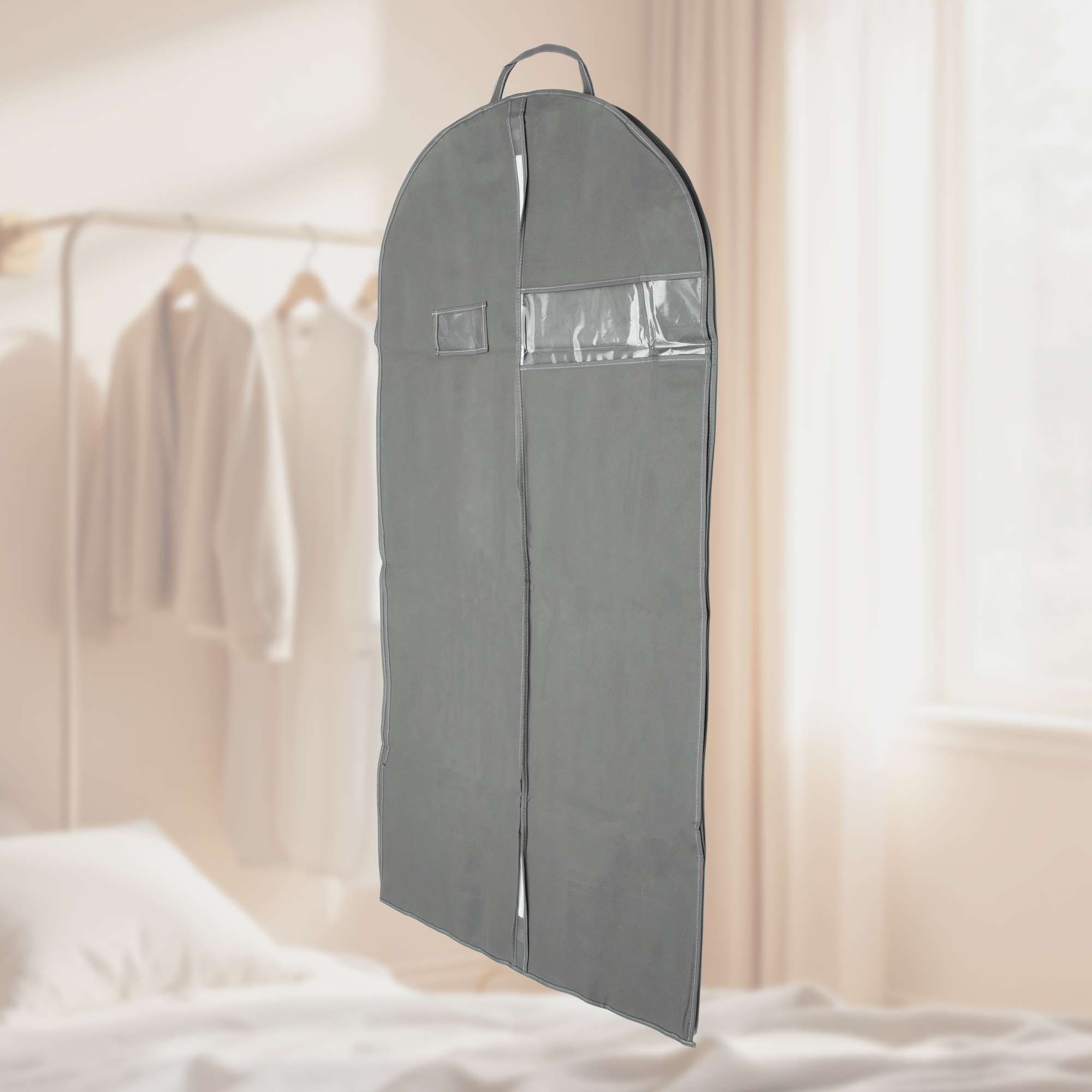 Unique Bargains 1 Pc Dustproof Portable Garment Bag for Closet Gray Gray 51.18"x23.62"x5.91"