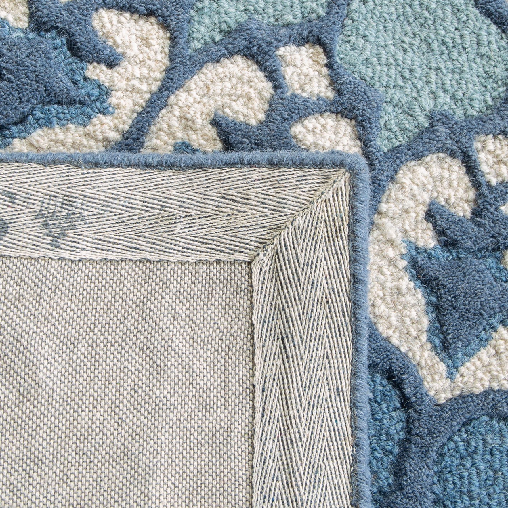 SAFAVIEH Bellagio Zoja Floral Wool Runner Rug, Ivory/Blue, 2'3" x 7'