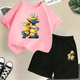 thumbnail image 3 of Conjunto de camiseta y pantalones cortos de dibujos animados de Minions Despicable Me para niños y adolescentes de verano de 2024, ropa para niños y niñas, camiseta de manga corta, traje de moda, 3 of 5